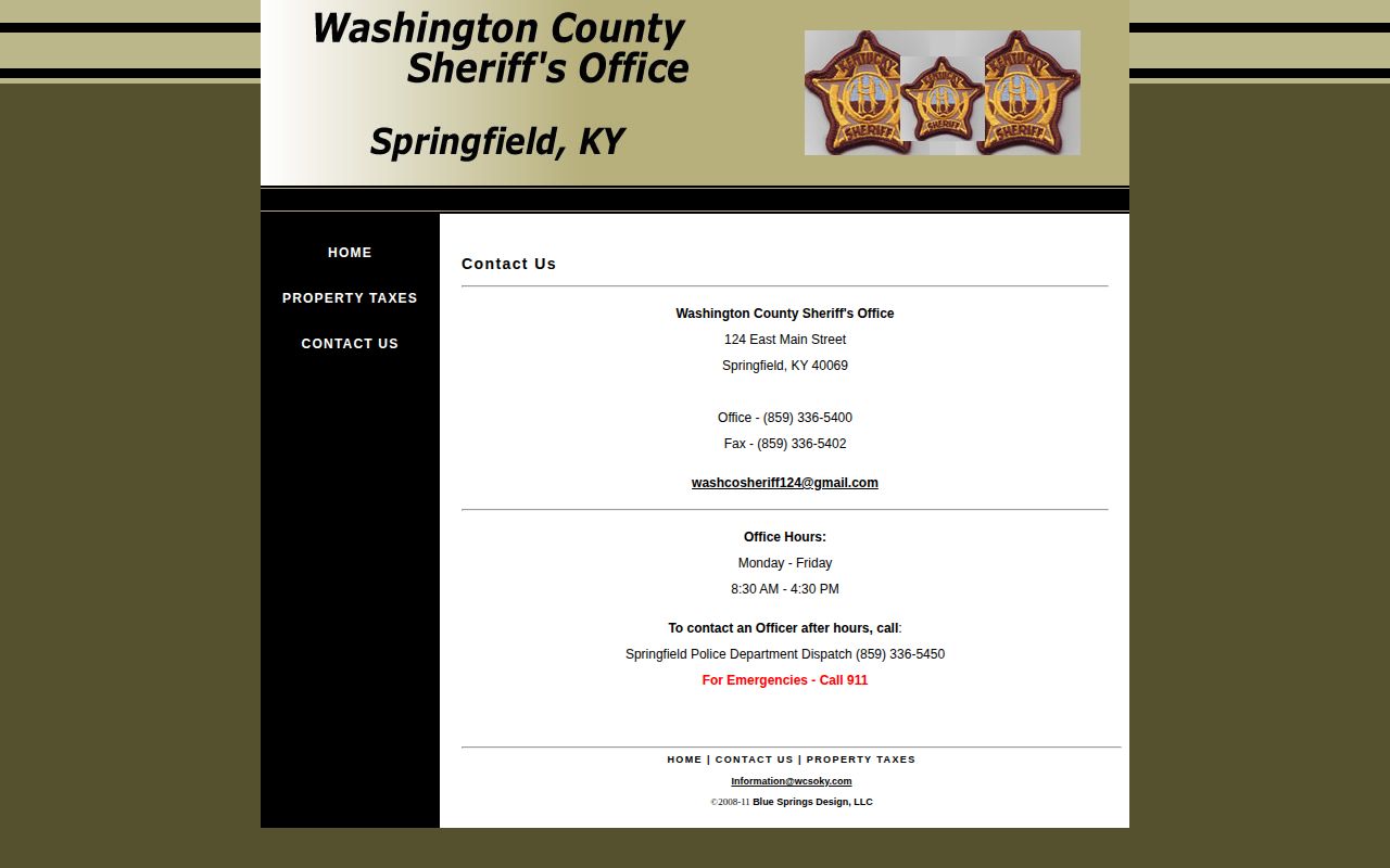 Washington County Sheriff arrest records contact page